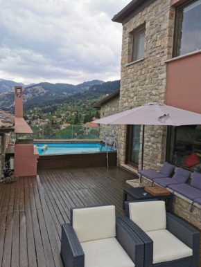 Mountain stone villa, sea & mountain view at 1150m